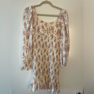 White and pink floral dress
